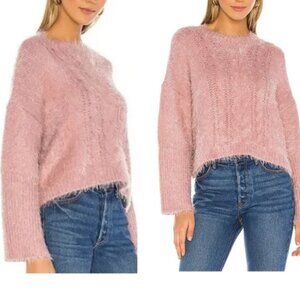 BB DAKOTA Feelin' Lashy Eyelash Cable Knit Sweater Rose Quartz Size XS